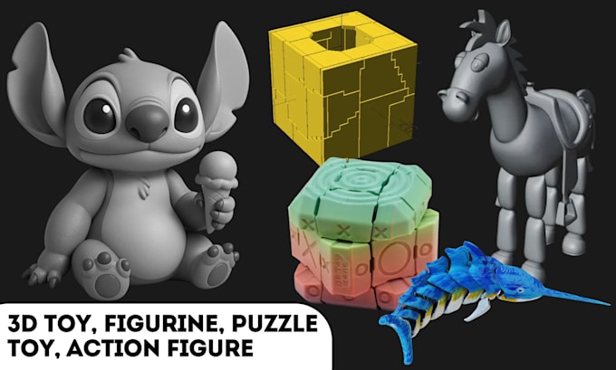 3d printable toy, 3d figurine, action figure, plush toy, puzzle toy, 3d statue