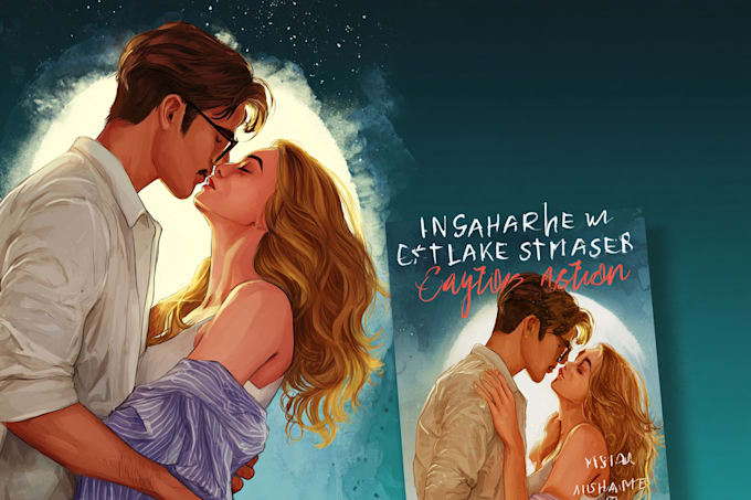 design illustrated romance book cover design for amazon kdp