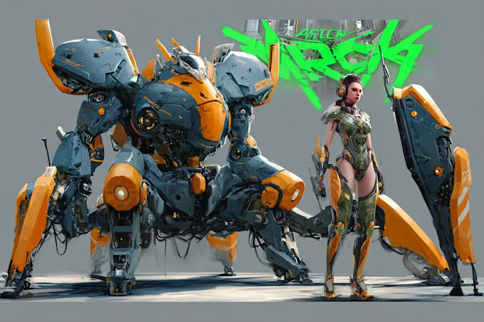 draw mecha robot armor character concept for you
