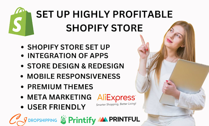 set up shopify store and shopify dropshipping store