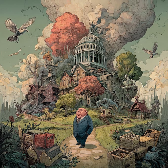 create a political cartoon art