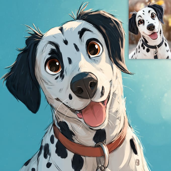 do you an cute disney cartoon pet portrait