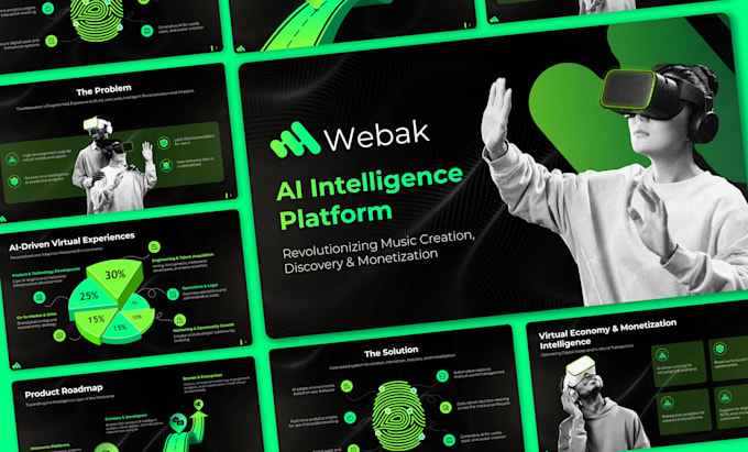 design investor pitch deck, powerpoint, canva and google slides presentations
