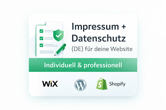 dsgvo impressum datenschutzerklaerung de für wix, shopify, wordpress