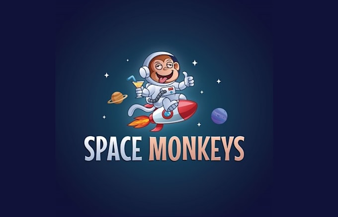 design character space monkeys card game logo