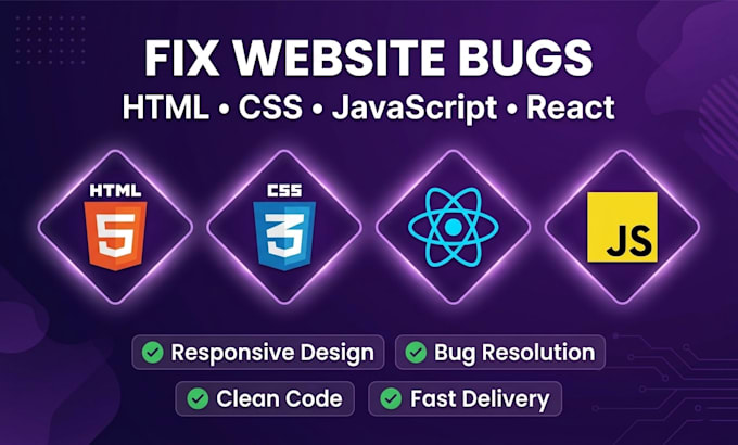 debug and fix react javascript HTML CSS website issues