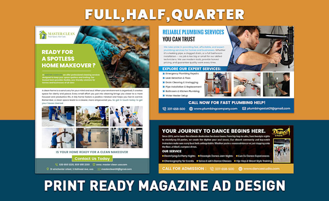 design full half quarter page print ready magazine ad