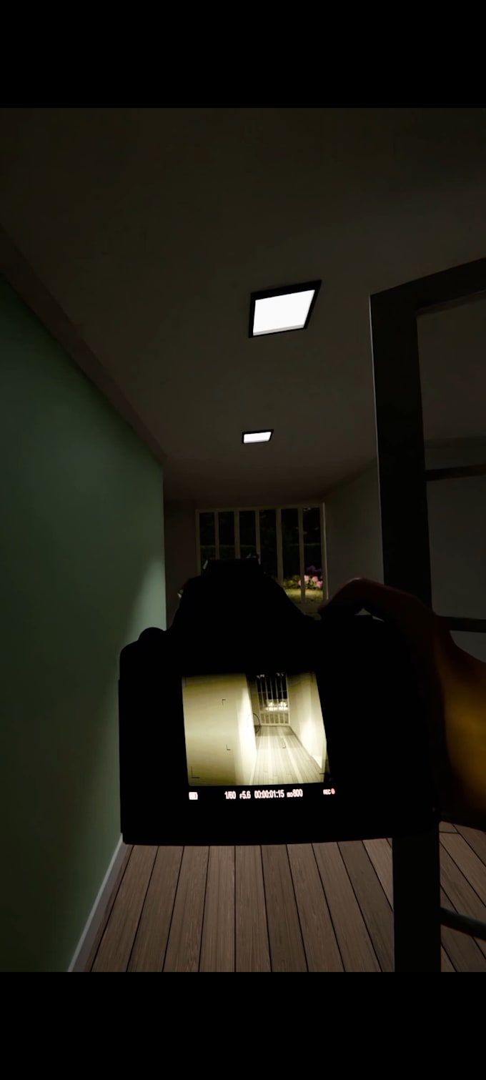 create a cinematic 3d firs person horror animation with sound design