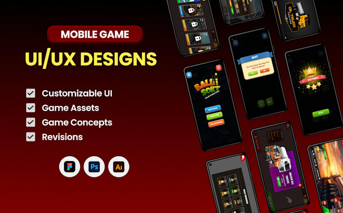 design stunning game UI and custom 2d game assets