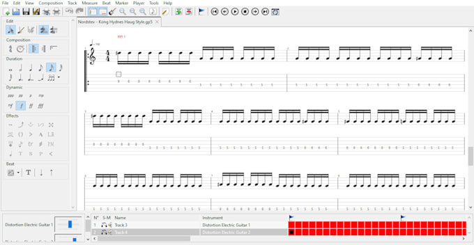 transcribe metal guitar tablature, original and covers
