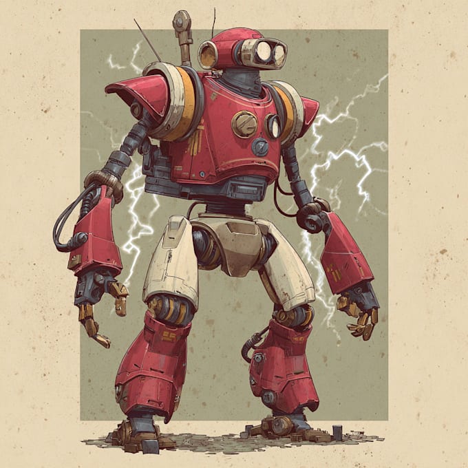 create a sci fi robot and mecha concept art