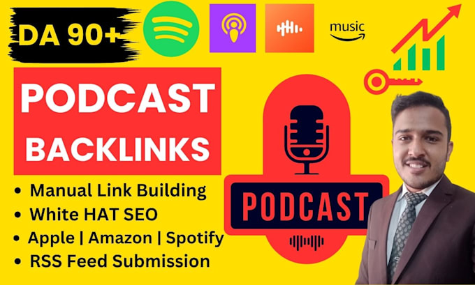 create high da 90 podcast backlinks on spotify, apple, amazon