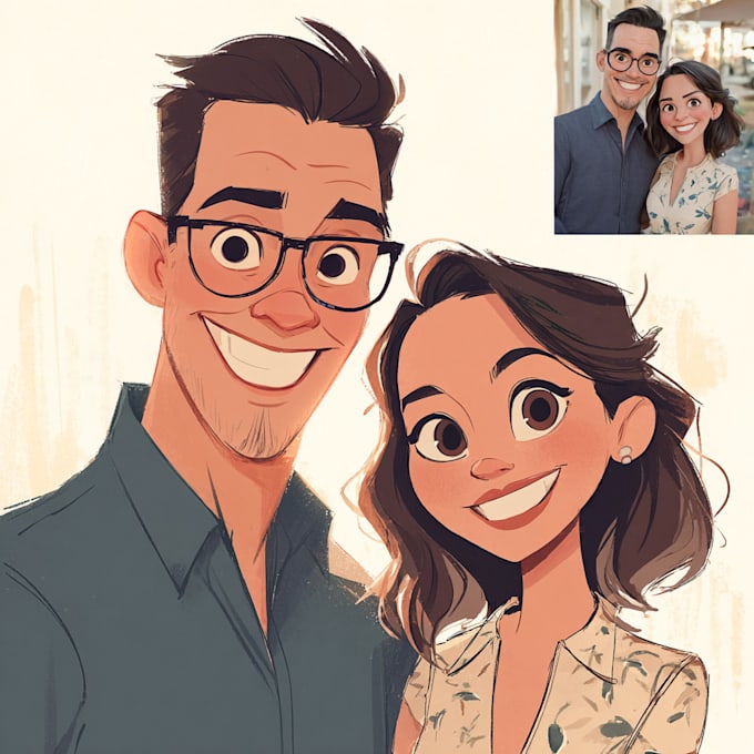 draw disney couple portrait illustration