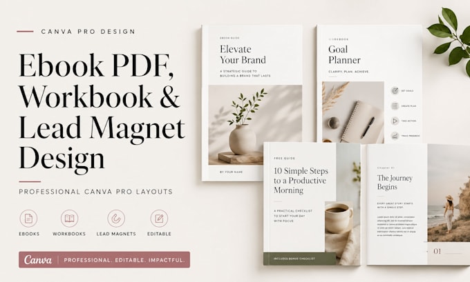 design ebook pdf, workbook, lead magnet in canva pro