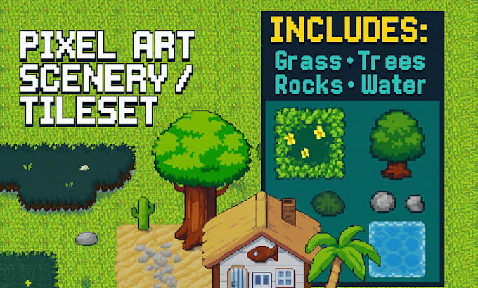 create custom pixel art tilesets, retro game assets, sprite sheet game design
