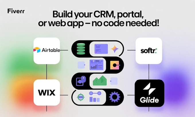 setup airtable, softr, wix, glide apps, CRM, client portals, automations