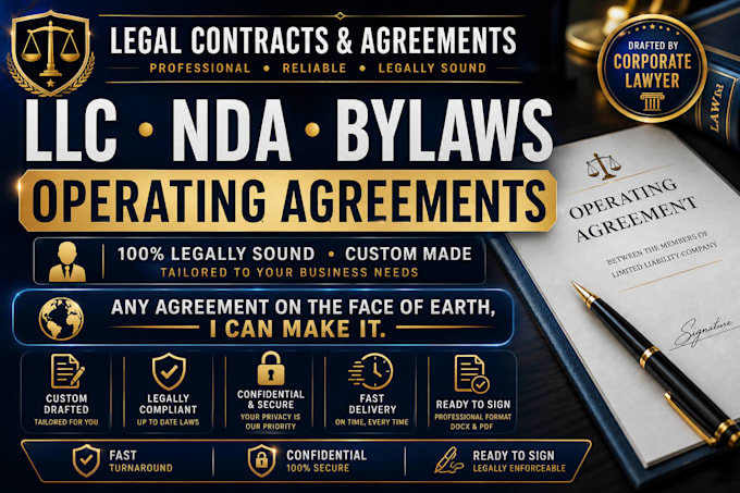 draft custom legal agreements, llc operating agreements and ndas