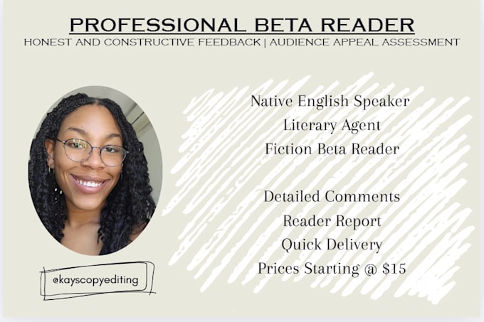 beta read your story and give professional feedback