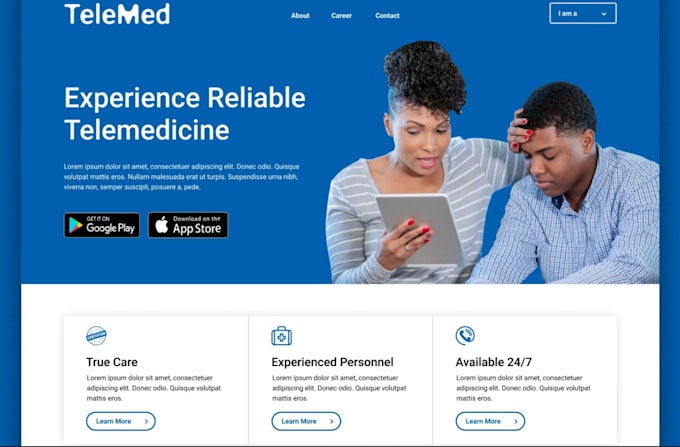 design ai telemedicine website, healthcare website video patient portal website