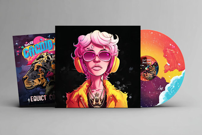 draw cartoon music album cover art, single artwork