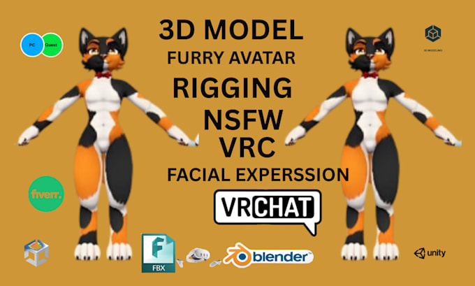 Create a well detailed 3d custom vrchat avatar anime and furry avatar ...