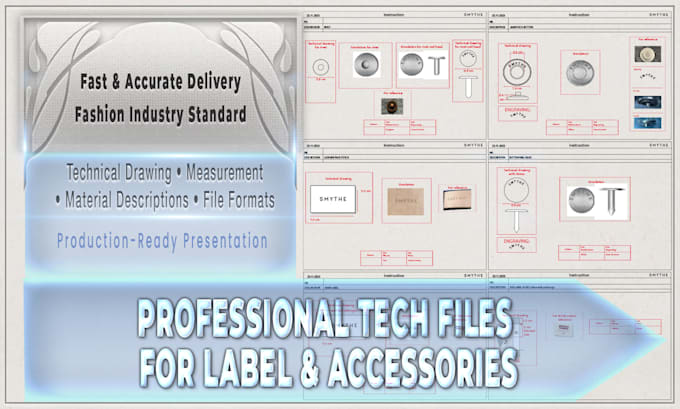 professional label and accessory tech pack design