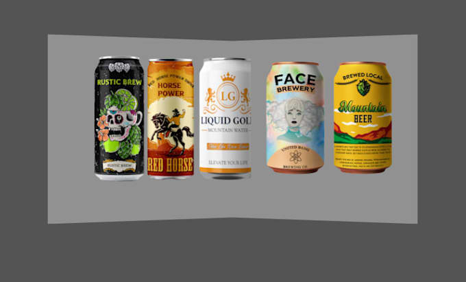 design labels for beverages, including juice, energy drinks, water, beer
