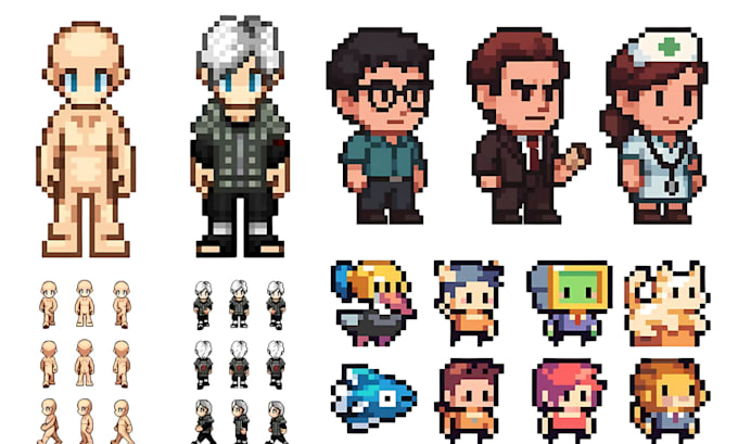 create pixel art character design, 8 bit game assets, nsfw pixel for video game