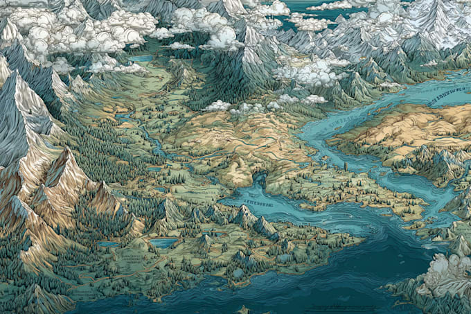 draw  fantasy map illustration for dnd,