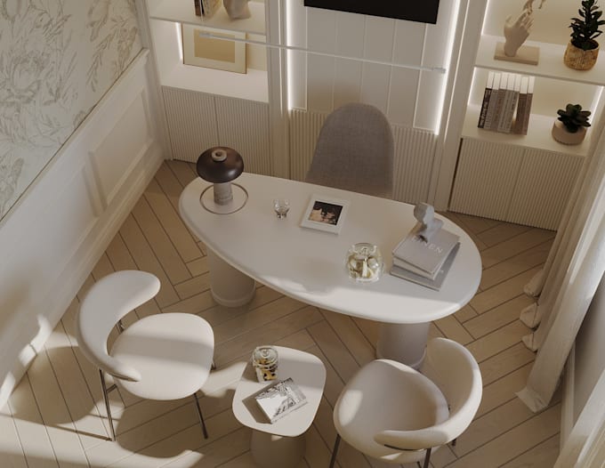 provide 3d interior renders based on your layout