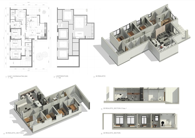 design 2d floor plan, architectural drawings in revit, autocad