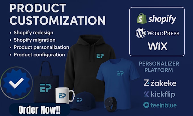 redesign or revamp shopify store migrate shopify to wordpress zakeke kickflip