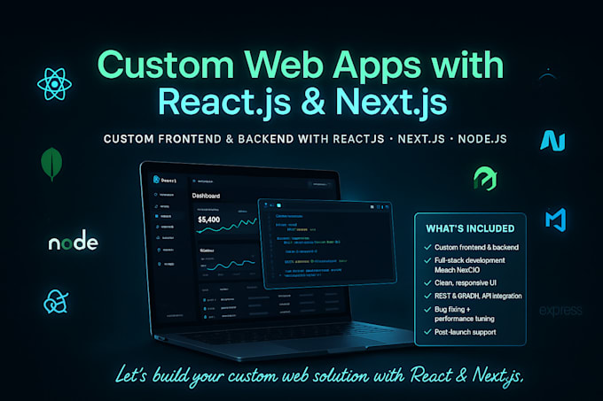 build or rebuild frontend, backend, and custom websites using react js next js