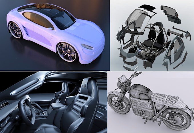 design 3d mechanical part 3d electric vehicle 3d automotive car model solidworks