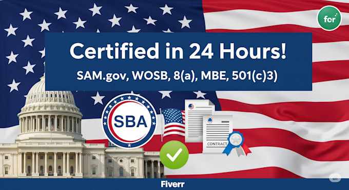 do samgov, wosb, 8a, dbe, mbe, mwbe, wbe, 501c3 certification in 24hrs