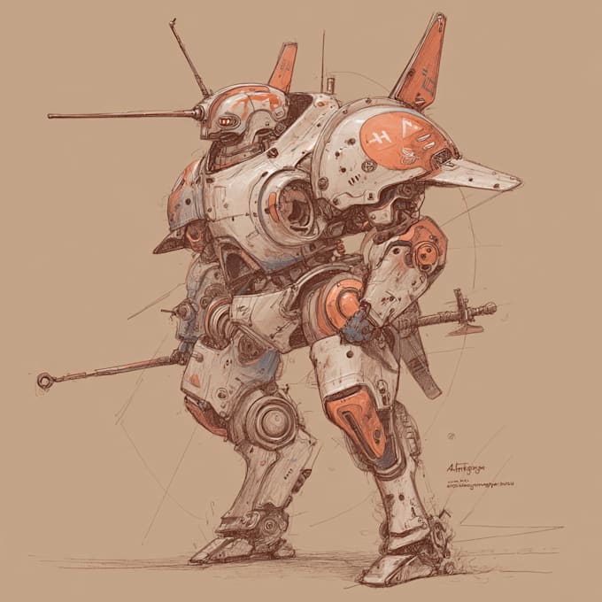 draw your mecha robot fanart or original in digital artwork