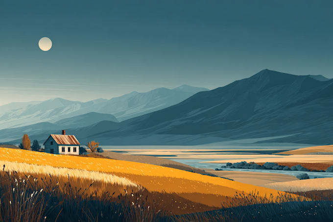 draw professional vector landscape illustration