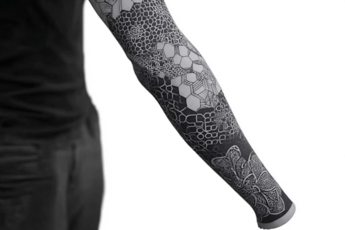 create sleeve tattoo design in geometric style