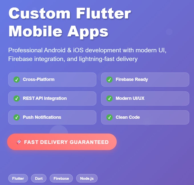 develop a custom mobile app using flutter for android and ios