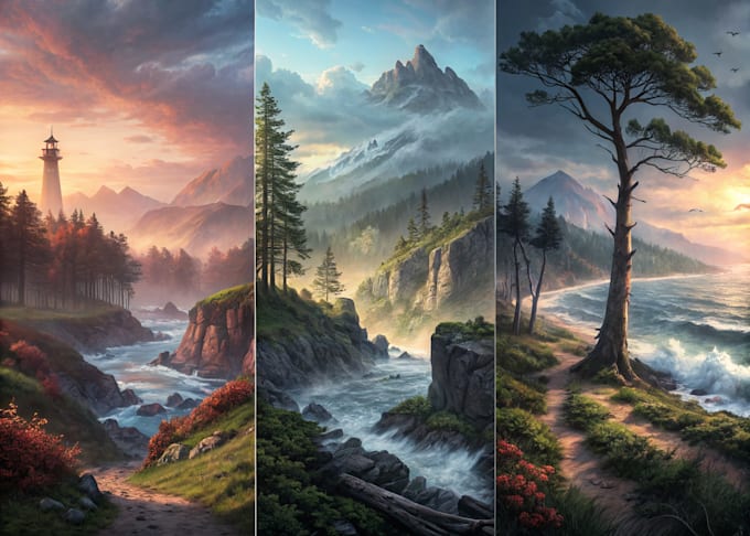 Create atmospheric concept art landscape for games or films by ...