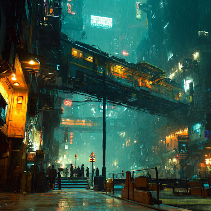 illustrate a cyberpunk futuristic city art
