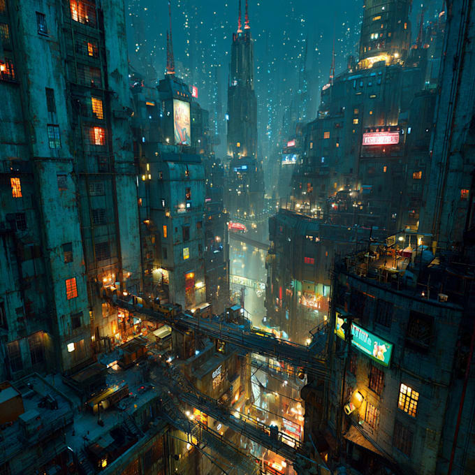 Make a cyberpunk futuristic city art by Laurepicer | Fiverr