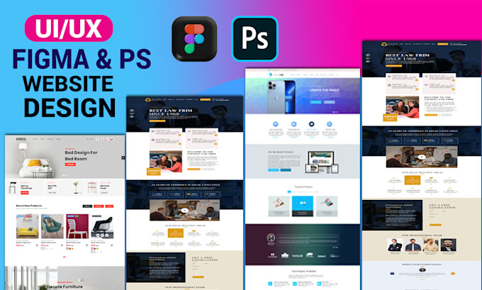 design modern UI UX website using figma or photoshop