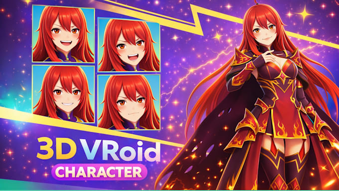 create custom 3d anime vtuber character with rigging, vroid or vrchat model