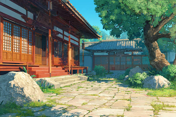 draw background art illustration in anime style for stream