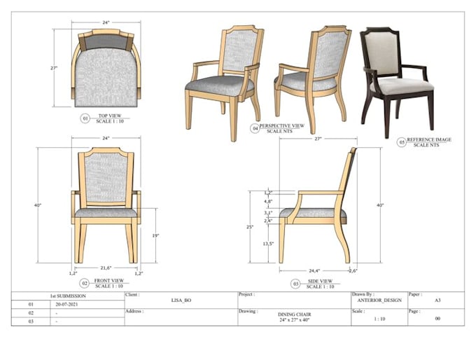 do woodworking 3d model of furniture and technical drawing, cutlist and plan