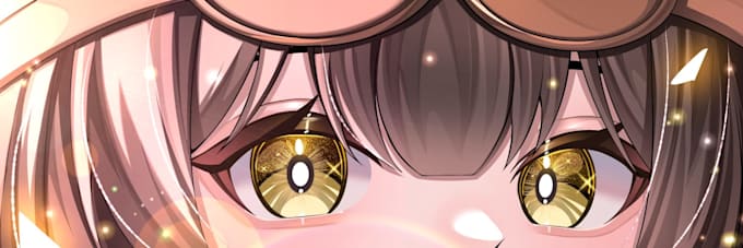 design custom anime eye banner for streamers, vtubers, and social media