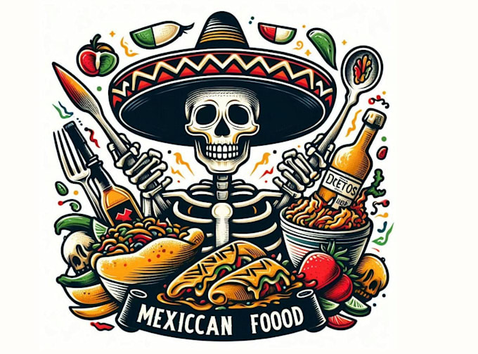 create high quality skeleton mexican food logo