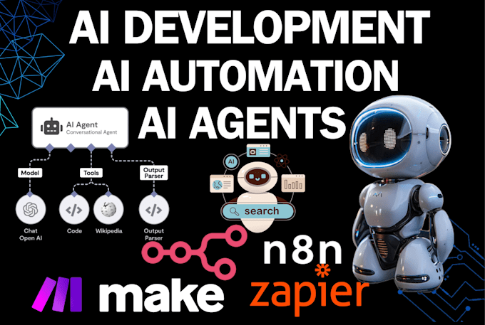 build ai agents, ai automations, automate optimize workflow by n8n, make, zapier