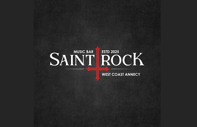 design unique saint rock bar logo